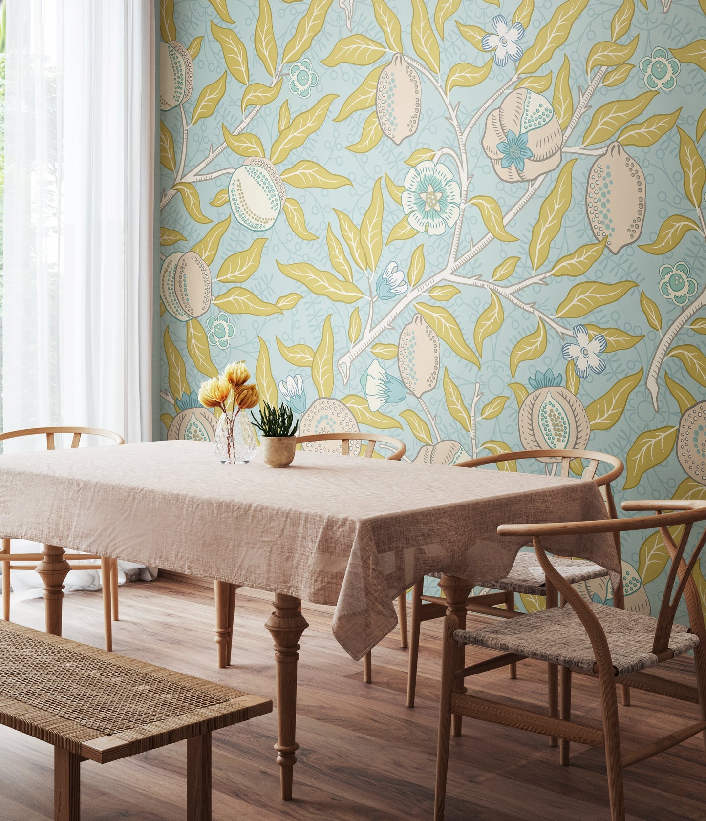Origin Murals Fruit And Foliage Wedgewood Blue 350cm X 280cm