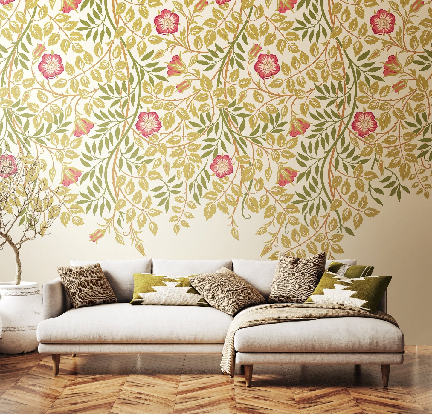 Origin Murals Cascading Rosehip Rose Pink 350cm X 280cm