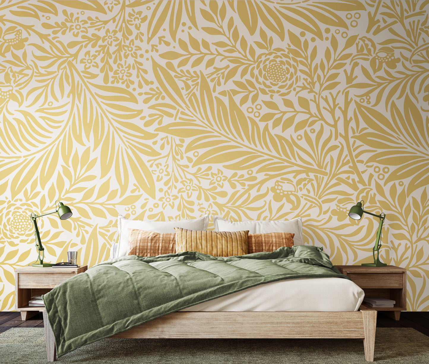 Origin Murals Trailing Ferns Soft Gold 350cm X 280cm - Hot Tub Shop