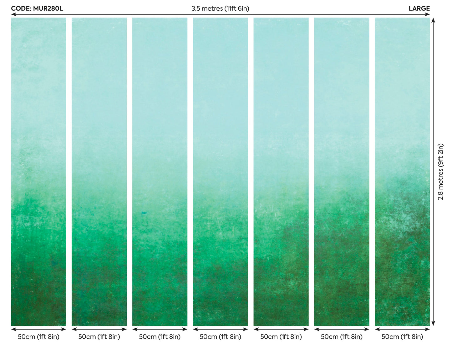 Origin Murals Ombre Gradient Green 350cm X 280cm - Hot Tub Shop