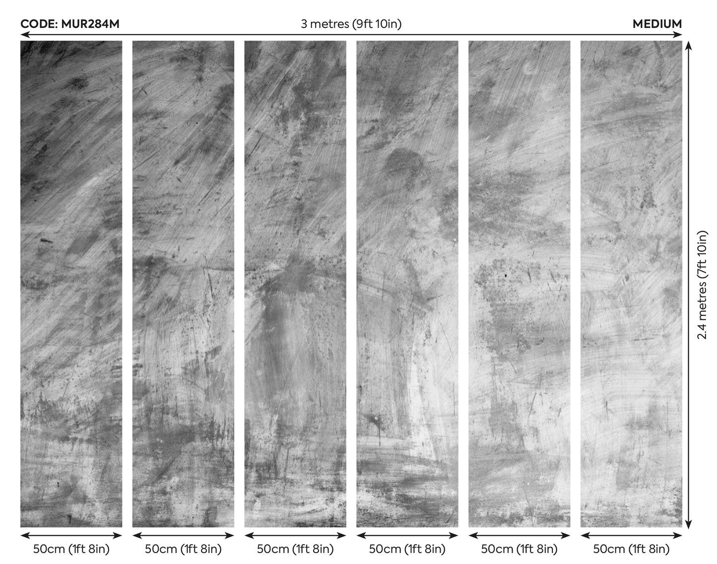 Origin Murals Concrete Grey 300cm X 240cm