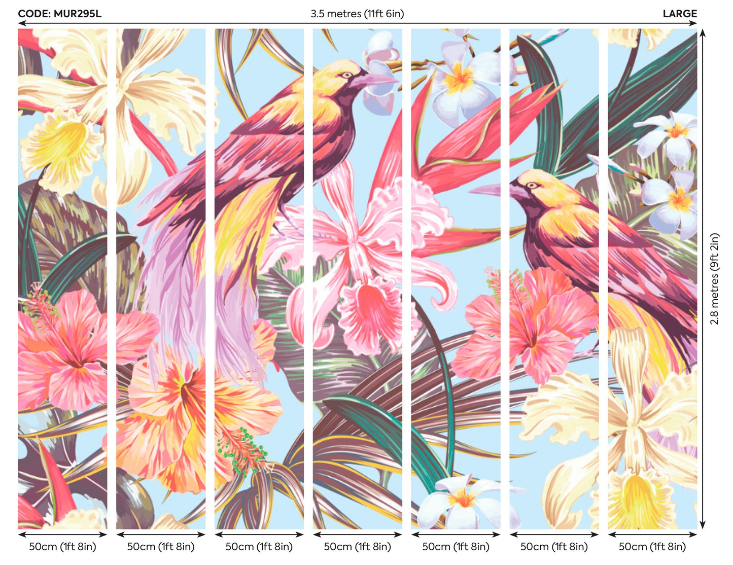 Origin Murals Birds And Flowers Multi 350cm X 280cm