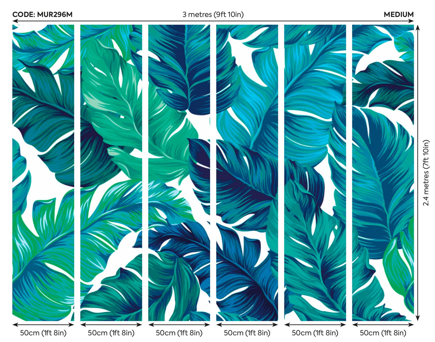 Origin Murals Bold Tropical Leaves Green 300cm X 240cm