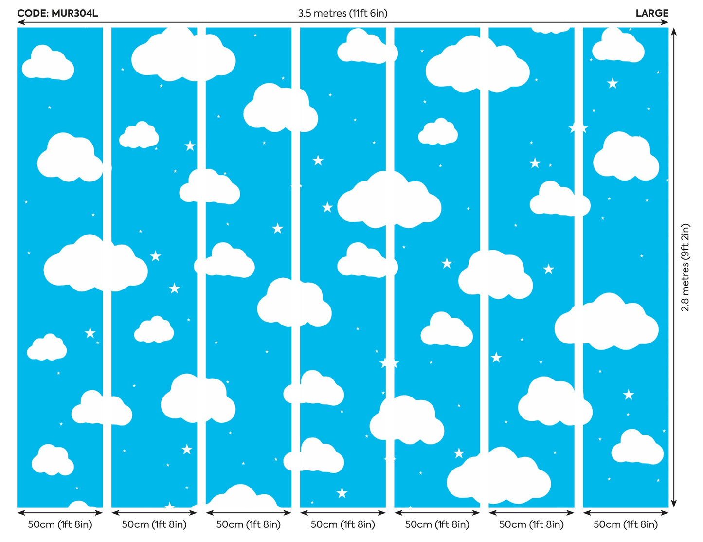 Origin Murals Cartoon Cloudy Sky Blue 350cm X 280cm