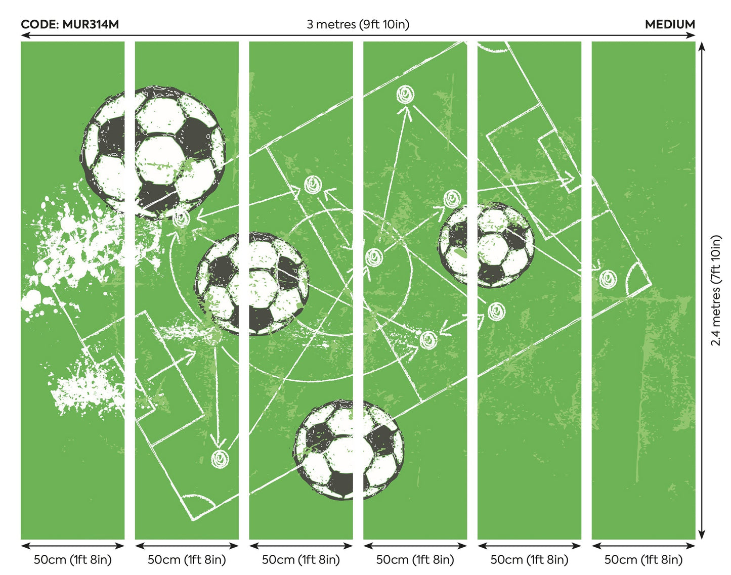 Origin Murals Football Grunge Texture Green 300cm X 240cm