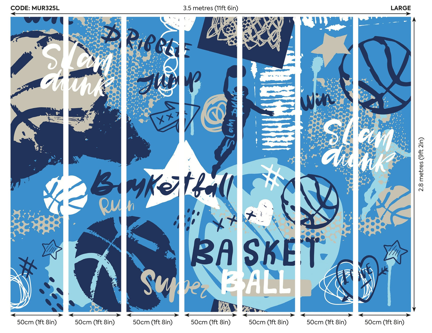 Origin Murals Graffiti Basketball Blue 350cm X 280cm