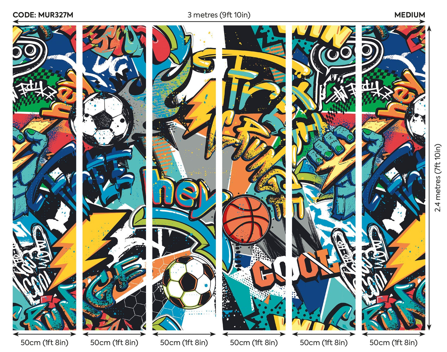Origin Murals Sports Graffiti Blue 300cm X 240cm - Hot Tub Shop