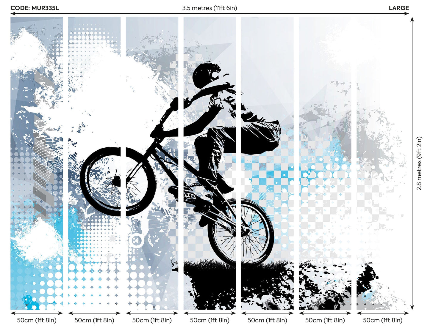 Origin Murals Bmx Bikers Blue 350cm X 280cm - Hot Tub Shop