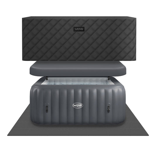 Wave Pacific 4 Person Inflatable Hot Tub - Dark Grey (Energy Efficient Bundle)