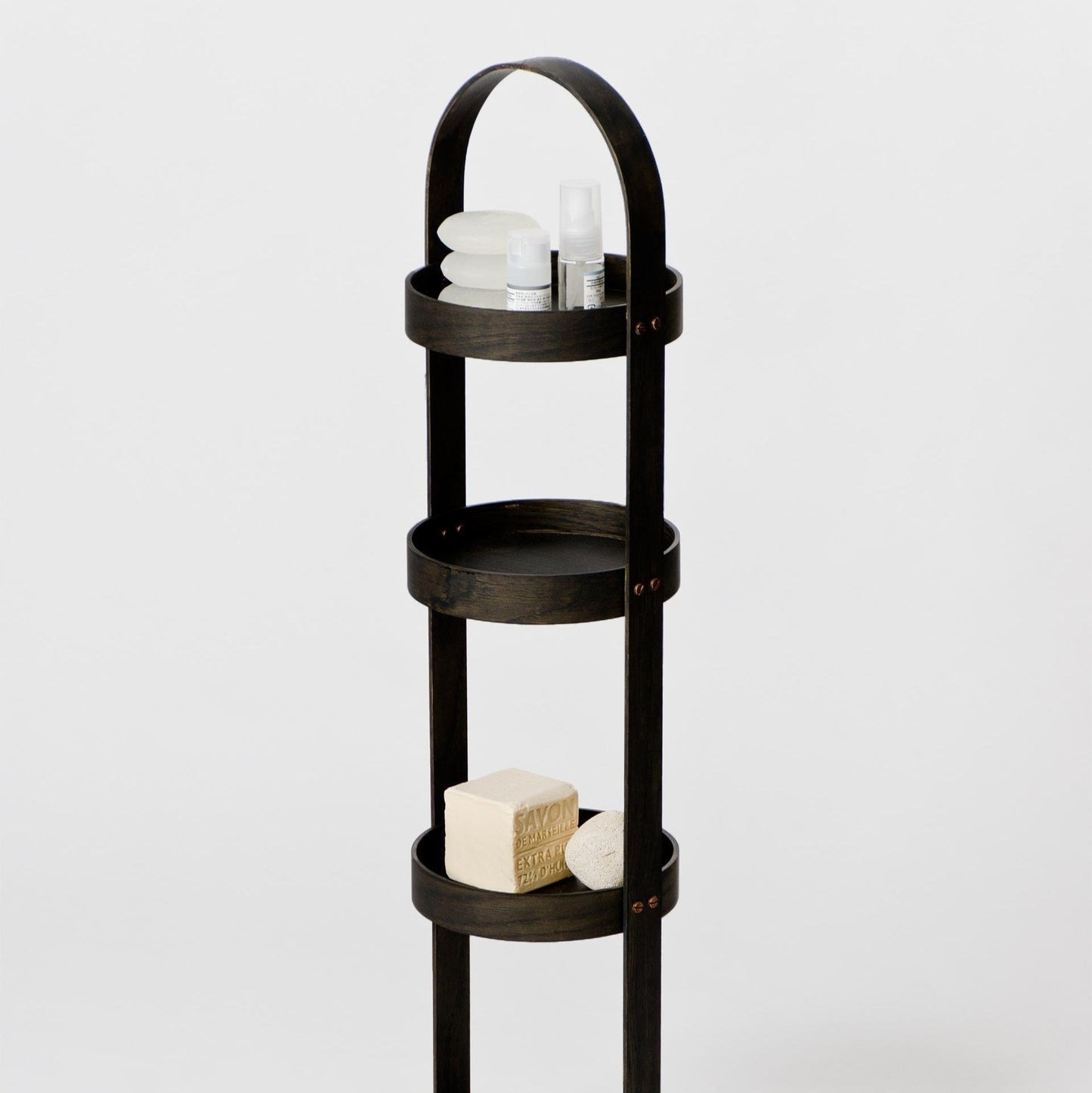 Wireworks Round Caddy 4 Tray Dark Oak