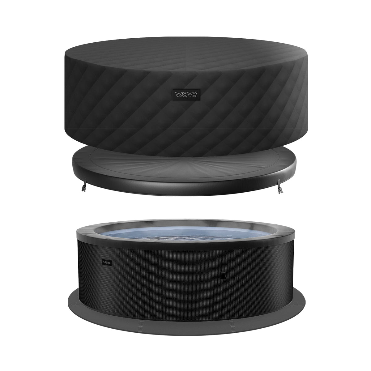 Wave Tahoe 4 Person Eco Foam Hot Tub - Charcoal Black (Energy Efficient Bundle)
