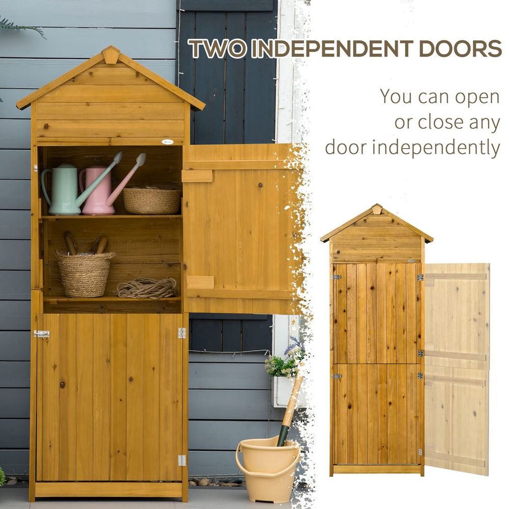 Premium Wooden Garden Storage Shed Tool Cabinet - Lockable Doors, Weather-Resistant, High-Quality - 191.5x79x49cm - Hot Tub Shop