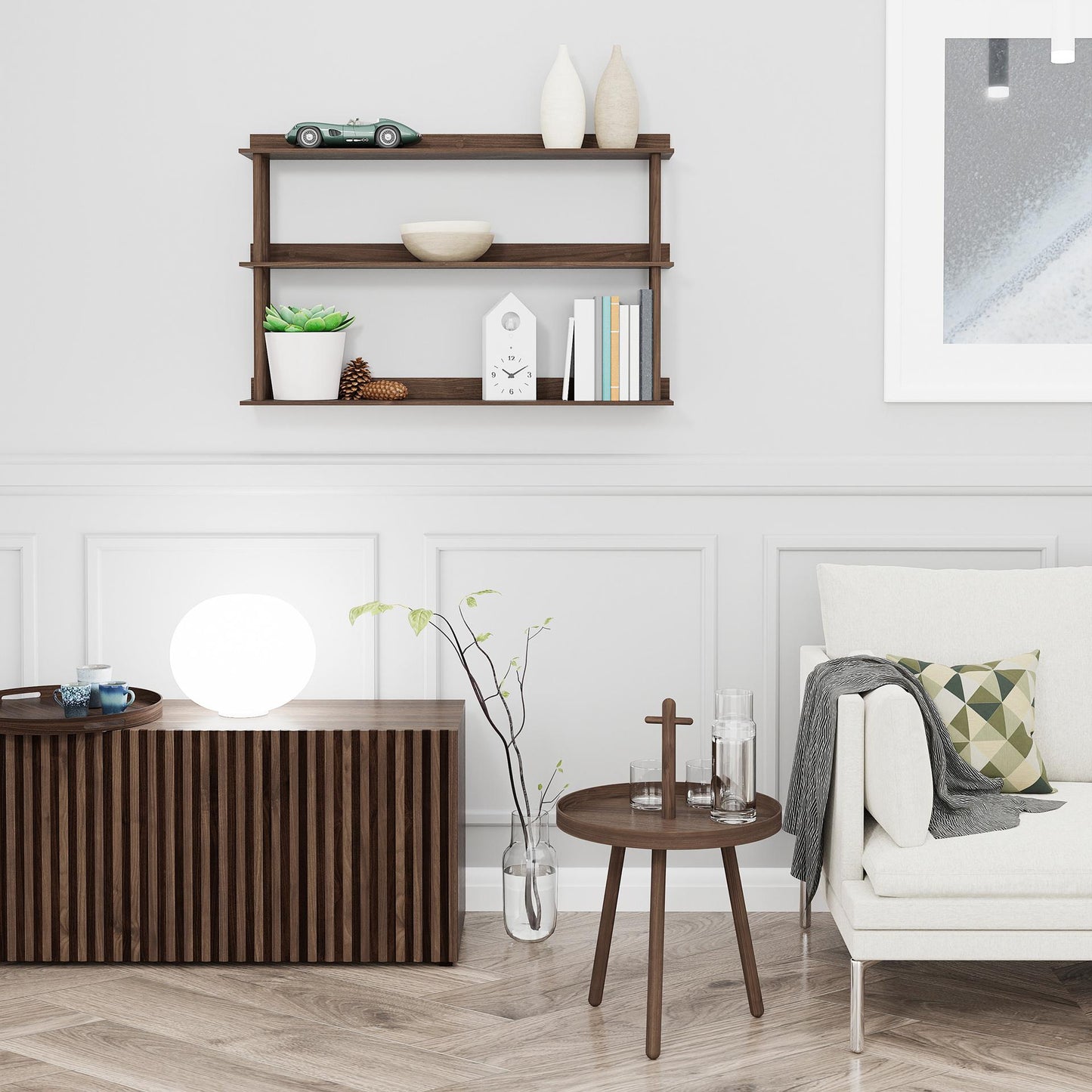 Wireworks Wall Shelf Platform 3 Walnut