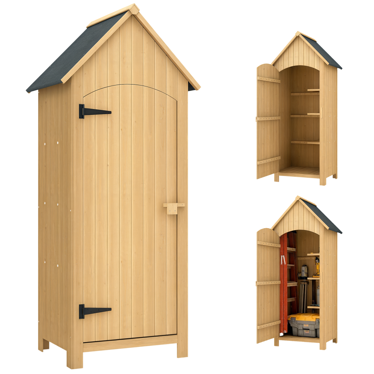 Outsunny Wooden Small Garden Shed with 3 Shelves and Tilt Roof - Hot Tub Shop