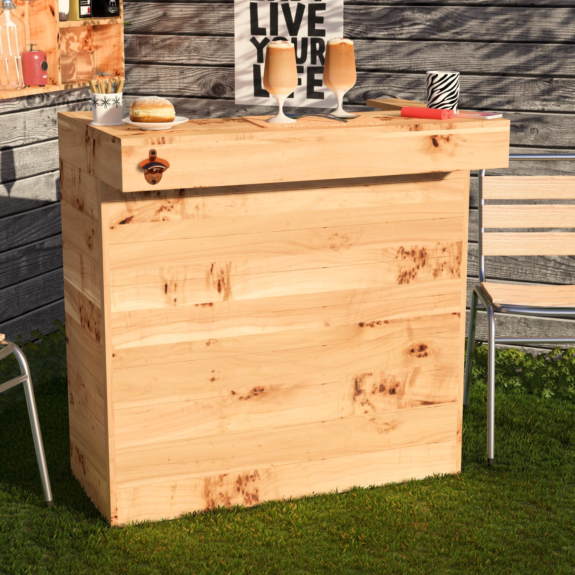 Rustic Wooden Pallet Bar - 100cm - Hot Tub Shop