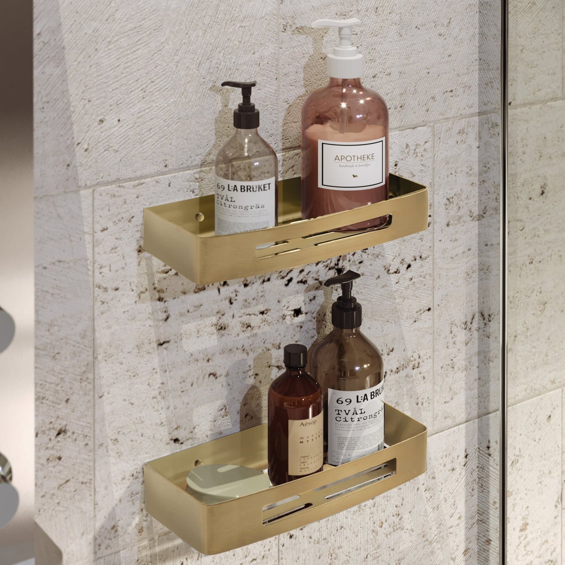 Origins Living Gedy Nerva Shower Basket Brushed Brass - Hot Tub Shop