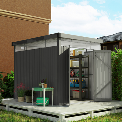 Outsunny 5.3 x 8.5ft Galvanised Steel Garden Shed with Roof Windows - Hot Tub Shop