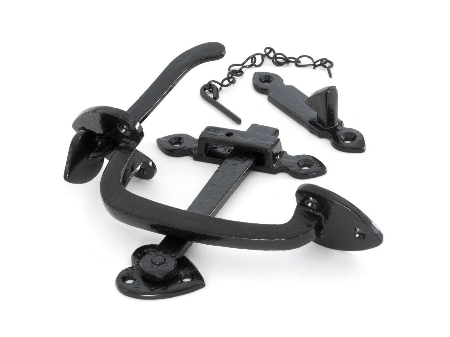 From The Anvil Black Cast Thumblatch Set With Chain