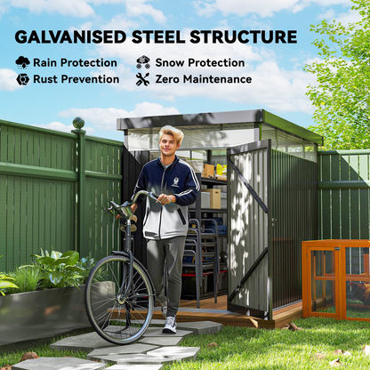 Outsunny 5.3 x 8.5ft Galvanised Steel Garden Shed with Roof Windows - Hot Tub Shop