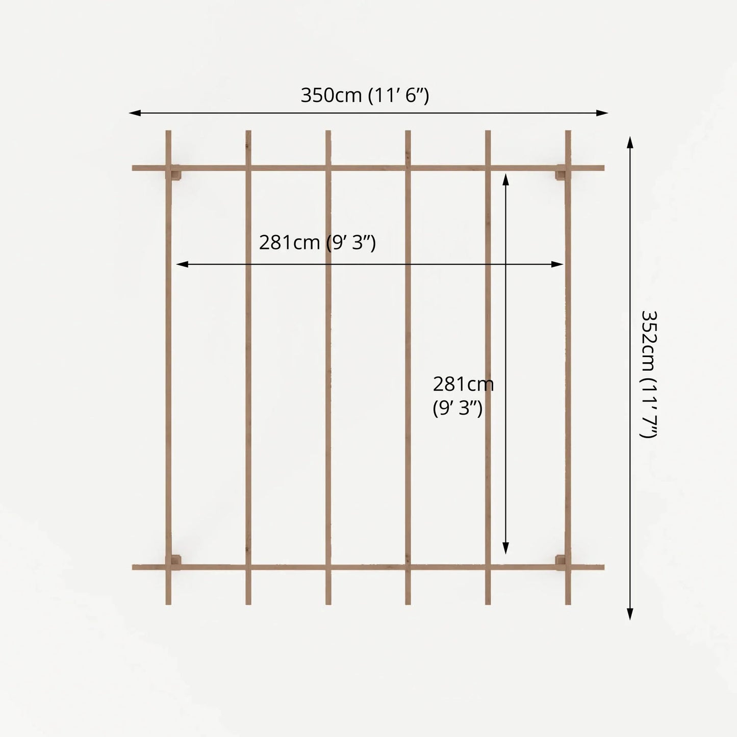 3m x 3m Pressure Treated Pergola