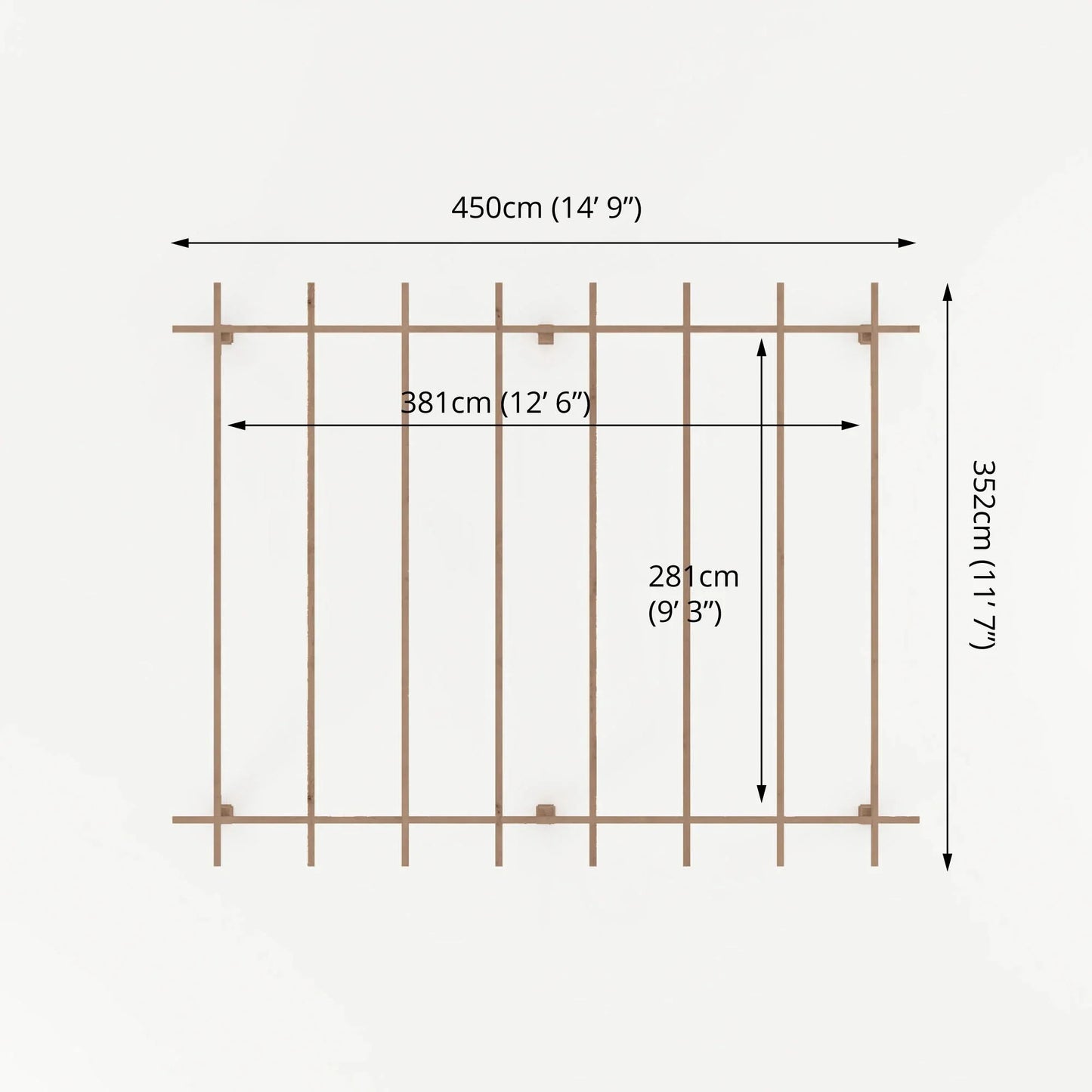 3m x 4m Pressure Treated Pergola