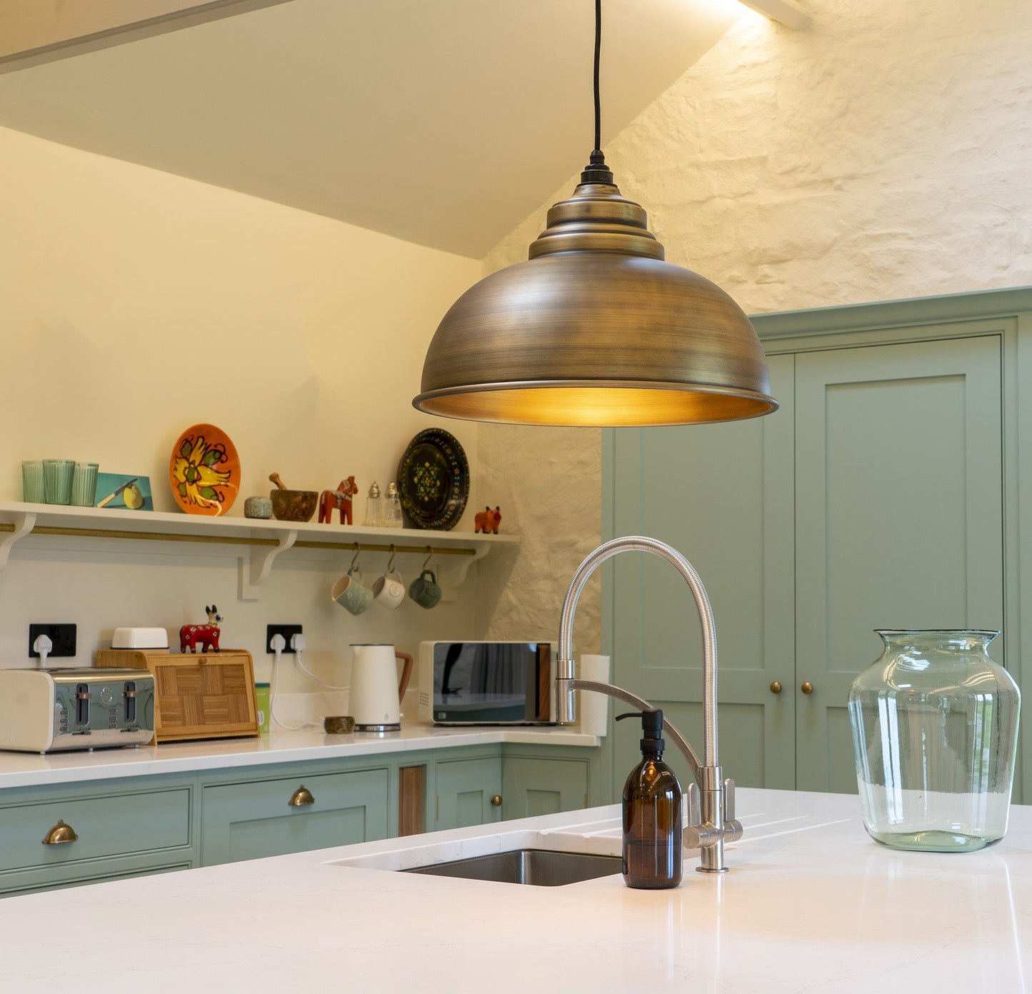 From The Anvil Aged Brass Harborne Pendant