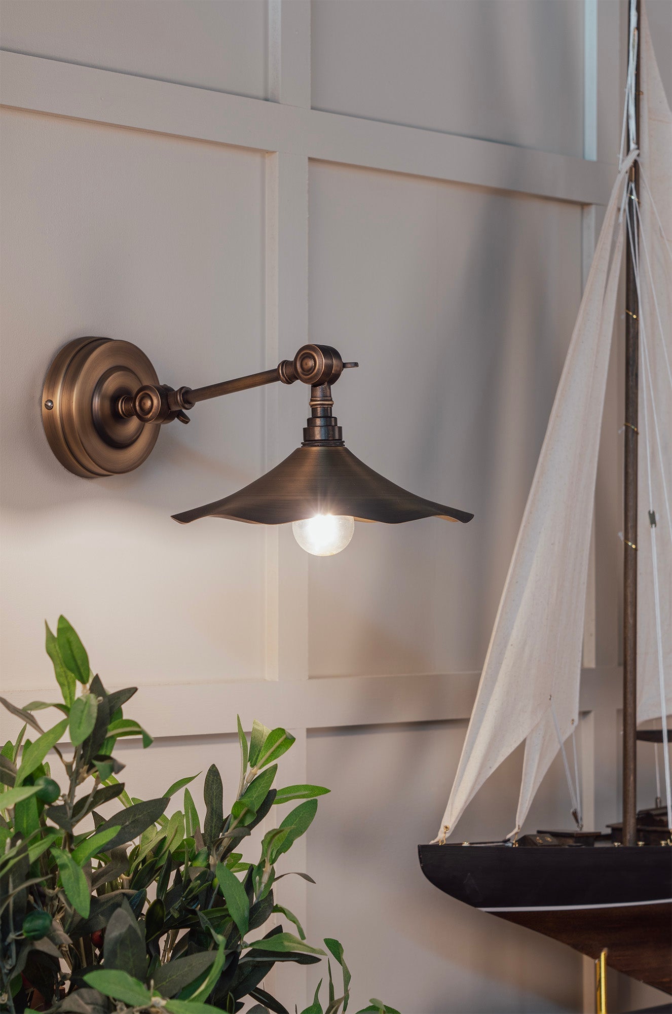 From The Anvil Aged Brass Flora Wall Light