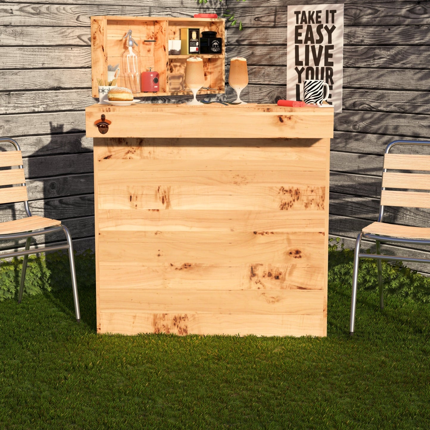 Rustic Wooden Pallet Bar - 100cm - Hot Tub Shop