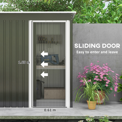 Outsunny 5 x 3ft Garden Storage Shed Sliding Door Sloped Roof Tool, Black - Hot Tub Shop