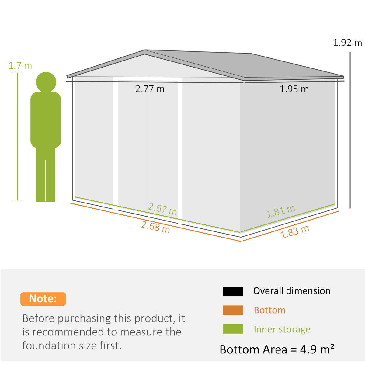 Outsunny 9 x 6FT Galvanised Garden Storage Shed with Sliding Door, Grey - Hot Tub Shop