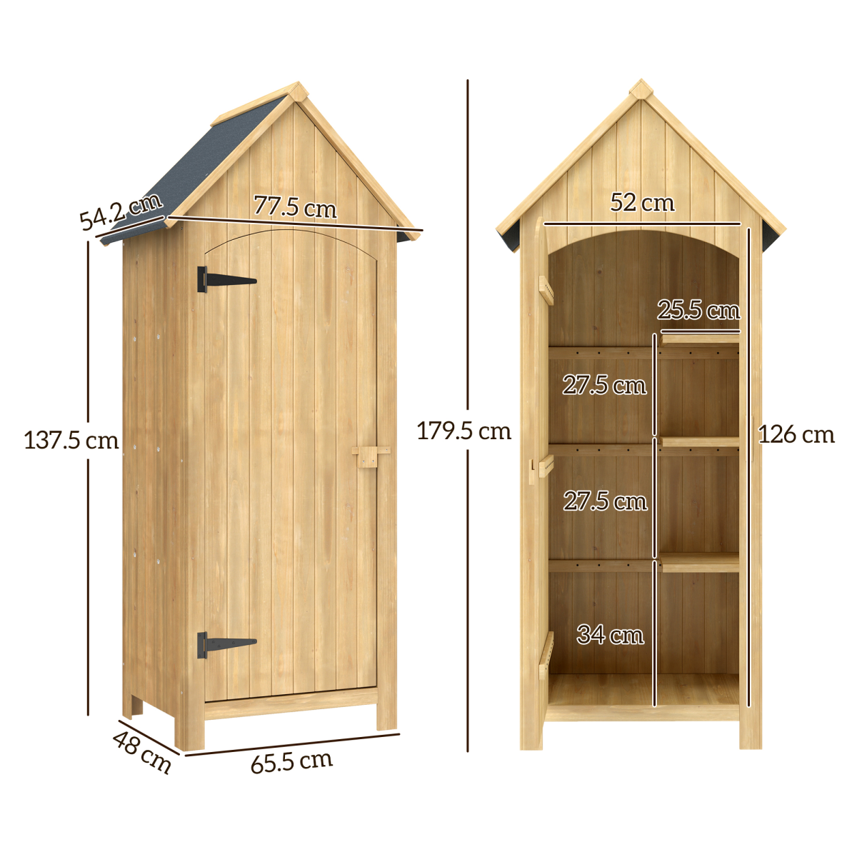 Outsunny Wooden Small Garden Shed with 3 Shelves and Tilt Roof - Hot Tub Shop