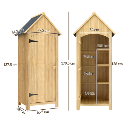 Outsunny Wooden Small Garden Shed with 3 Shelves and Tilt Roof - Hot Tub Shop