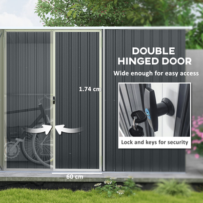Outsunny 11 x 5.6ft Galvanised Metal Garden Shed with Lockable Doors, Grey