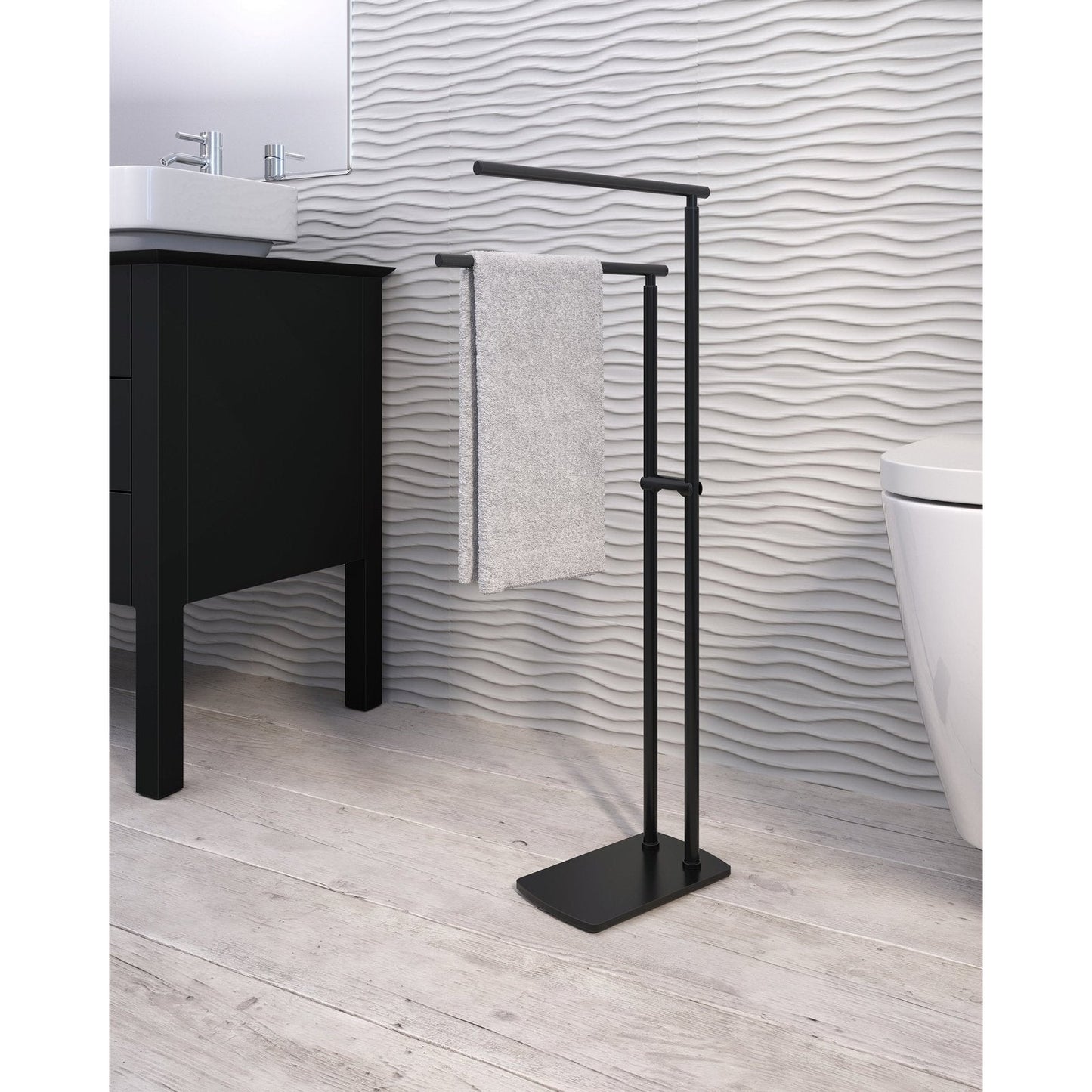 Origins Living Gedy Florida Towel Stand With 2 Fixed Arms Matt Black