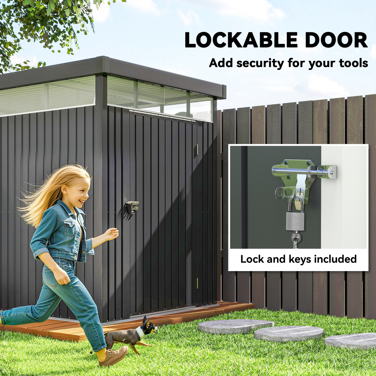 Outsunny 5.3 x 8.5ft Galvanised Steel Garden Shed with Roof Windows - Hot Tub Shop