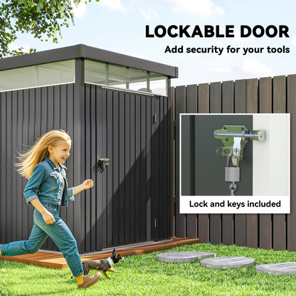 Outsunny 5.3 x 8.5ft Galvanised Steel Garden Shed with Roof Windows - Hot Tub Shop