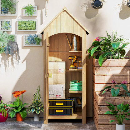 Outsunny Wooden Small Garden Shed with 3 Shelves and Tilt Roof - Hot Tub Shop