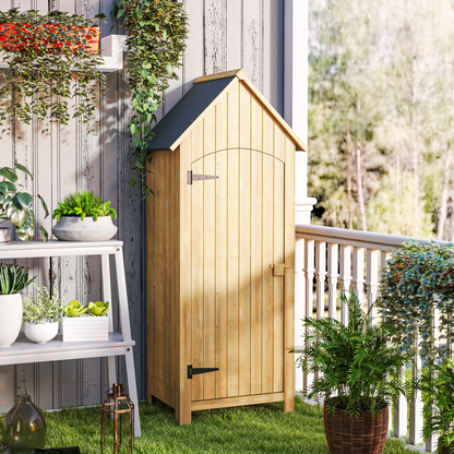 Outsunny Wooden Small Garden Shed with 3 Shelves and Tilt Roof - Hot Tub Shop
