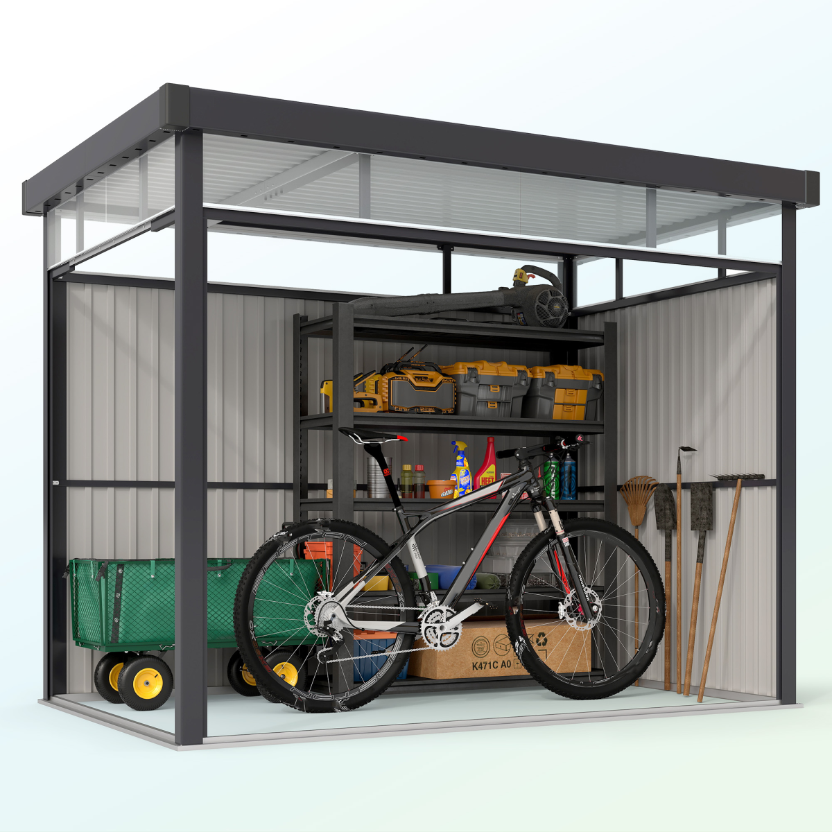 Outsunny 5.3 x 8.5ft Galvanised Steel Garden Shed with Roof Windows - Hot Tub Shop