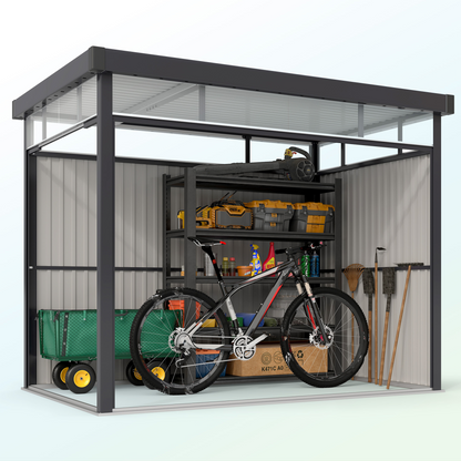 Outsunny 5.3 x 8.5ft Galvanised Steel Garden Shed with Roof Windows - Hot Tub Shop