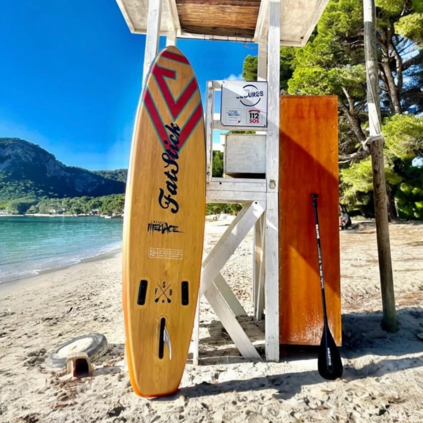Wooden Menace 11'2 Inflatable Paddle Board | SUP With Seat - Hot Tub Shop