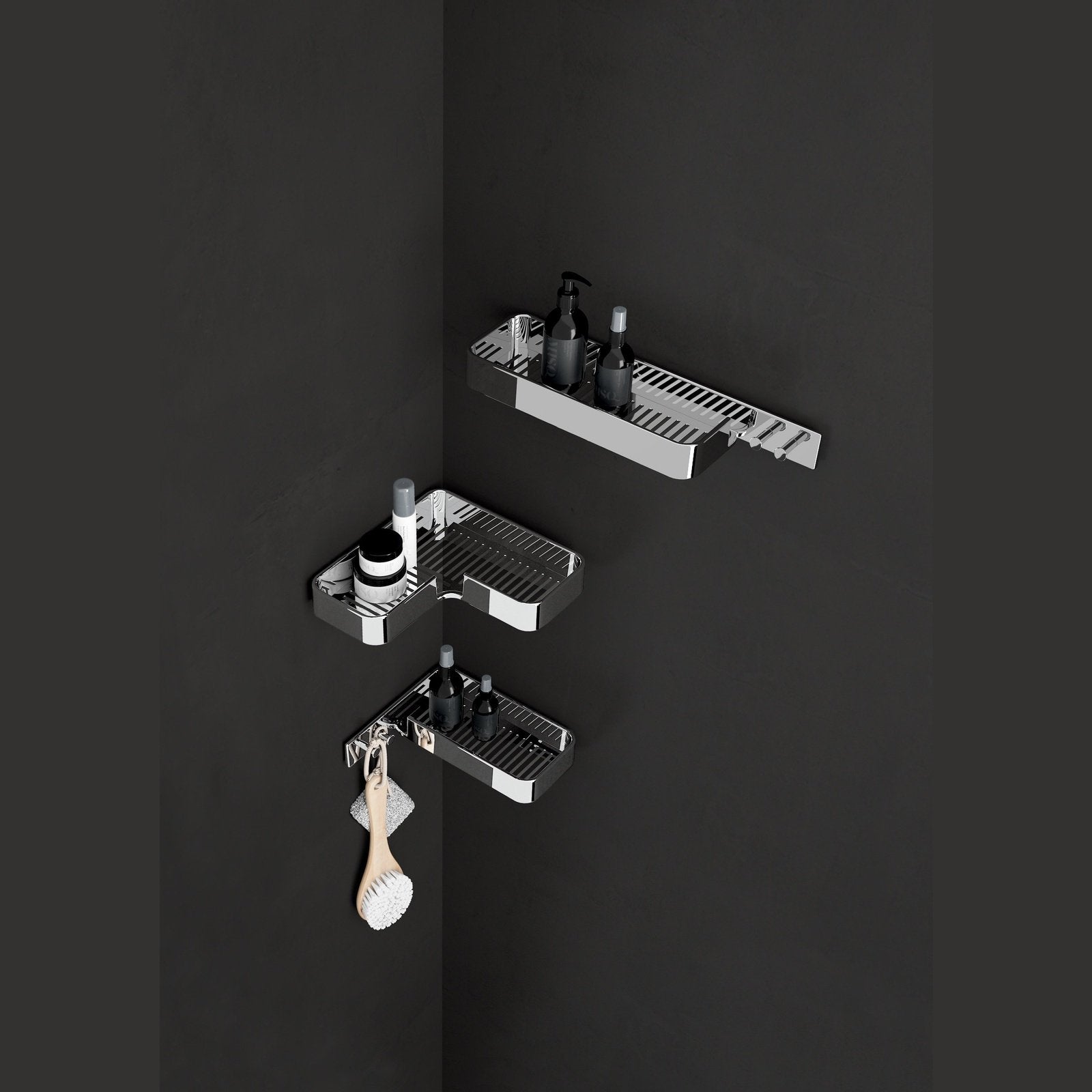 Origins Living Gedy Il Giglio Corner Shower Basket With Hooks Chrome - Hot Tub Shop