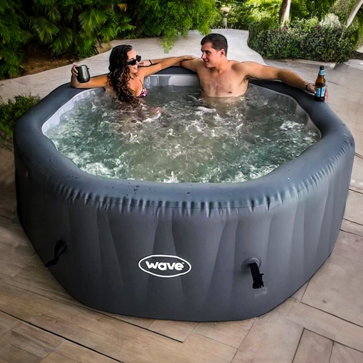 Wave Aegean 6 Person Inflatable Hot Tub Spa - Dark Grey