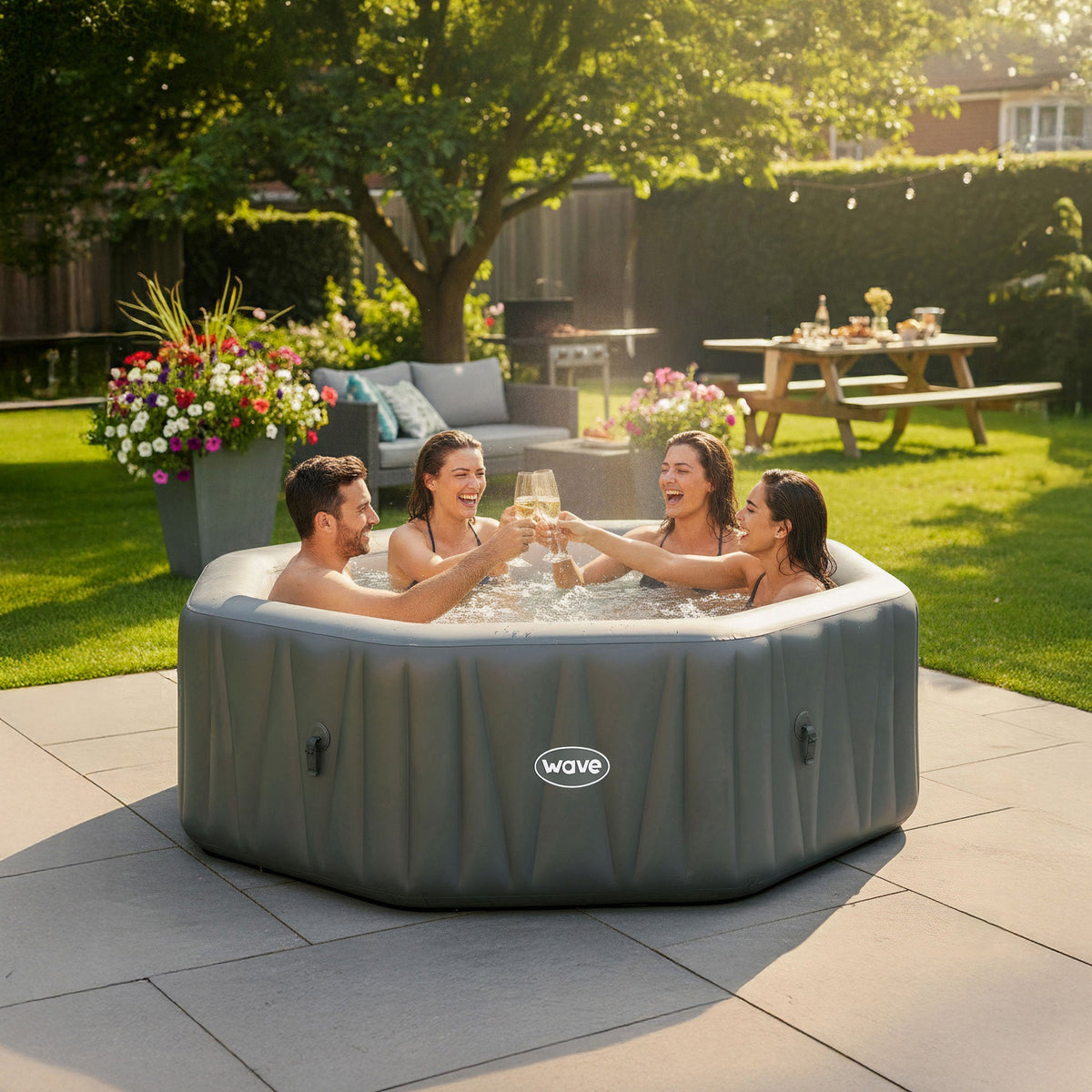 Aegean | 6-Person Inflatable Hot Tub | Integrated Heater | UKCA