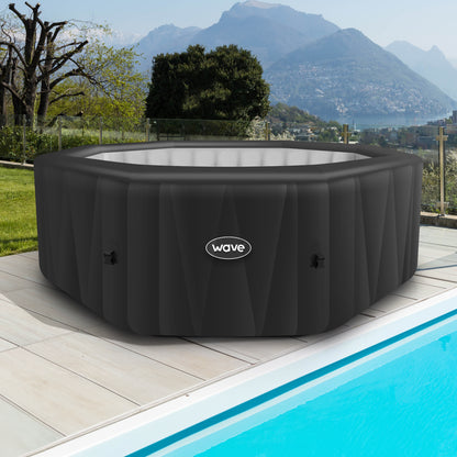 Wave Aegean 6 Person Inflatable Hot Tub Spa - Dark Grey