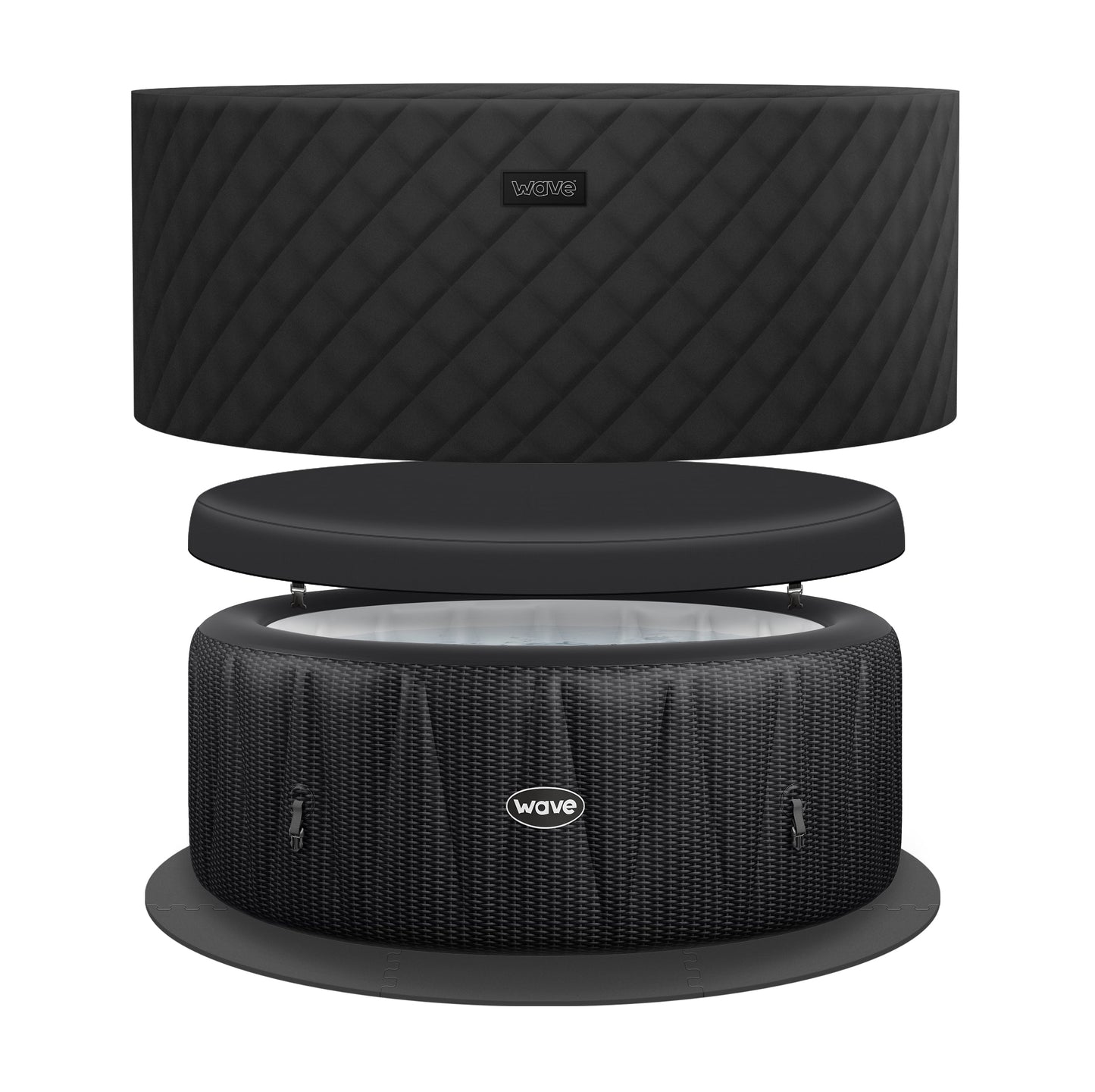 Wave Atlantic 6 Person Inflatable Hot Tub - Slate Rattan (Energy Efficient Bundle)