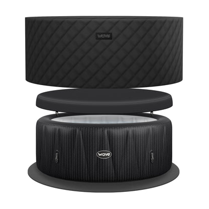 Wave Atlantic 6 Person Inflatable Hot Tub - Slate Rattan (Energy Efficient Bundle)