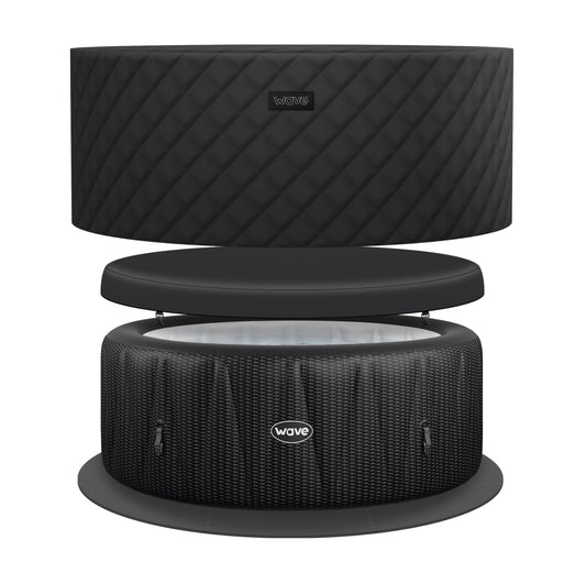 Wave Atlantic 6 Person Inflatable Hot Tub - Slate Rattan (Energy Efficient Bundle)
