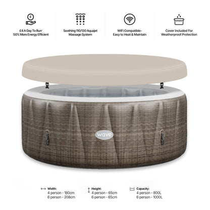 Atlantic | 4/6-Person Inflatable Hot Tub | Integrated Heater | UKCA
