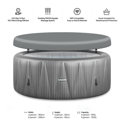 Atlantic | 4/6-Person Inflatable Hot Tub | Integrated Heater | UKCA